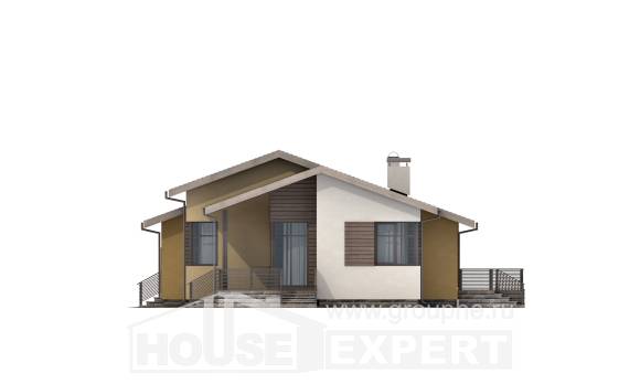 135-002-Л Проект одноэтажного дома и гаражом, простой домик из арболита, Кореновск