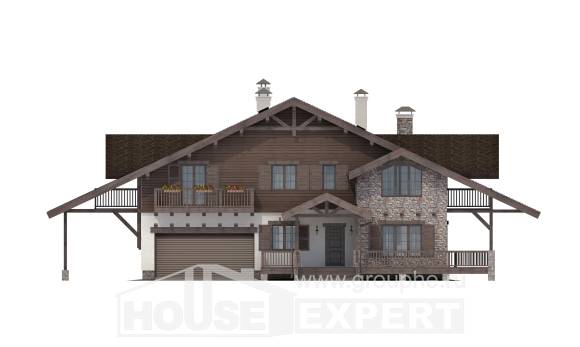 320-001-П Проект двухэтажного дома мансардой и гаражом, классический домик из кирпича, Абинск