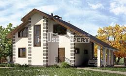 150-003-Л Проект двухэтажного дома с мансардным этажом, гараж, классический дом из бревен, Тихорецк
