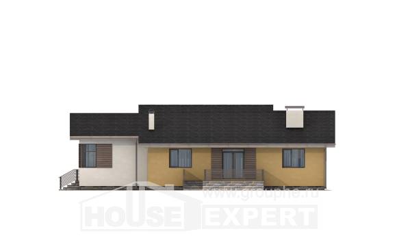 135-002-Л Проект одноэтажного дома и гаражом, скромный дом из арболита, Кропоткин