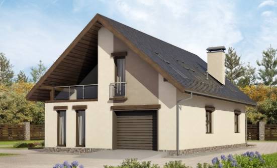 185-005-Л Проект двухэтажного дома мансардой и гаражом, классический домик из теплоблока, Туапсе