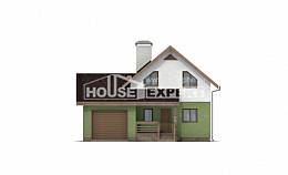 120-002-П Проект двухэтажного дома мансардой и гаражом, скромный коттедж из твинблока Лабинск | Проекты домов от House Expert
