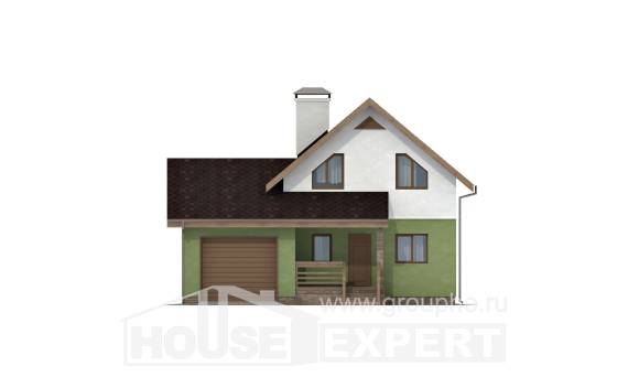 120-002-П Проект двухэтажного дома с мансардой и гаражом, красивый коттедж из газосиликатных блоков, Славянск-на-Кубани
