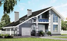 190-006-Л Проект двухэтажного дома с мансардой, гараж, современный домик из бризолита, Краснодар