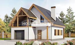 120-005-П Проект двухэтажного дома мансардой, гараж, простой загородный дом из блока, Белореченск