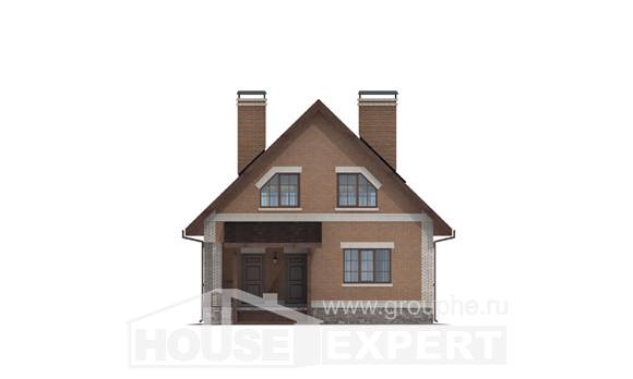 160-011-Л Проект двухэтажного дома мансардой, бюджетный дом из арболита, Анапа