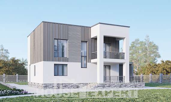 150-017-П Проект двухэтажного дома, экономичный загородный дом из блока, Сочи