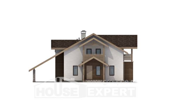 155-010-Л Проект двухэтажного дома с мансардным этажом, гараж, скромный домик из пеноблока, Лабинск | Проекты домов от House Expert
