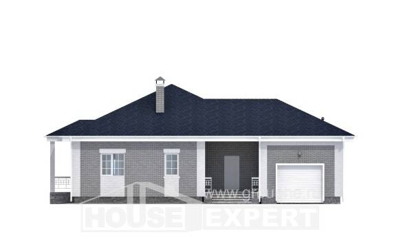130-002-П Проект одноэтажного дома, гараж, красивый коттедж из керамзитобетонных блоков, Горячий Ключ