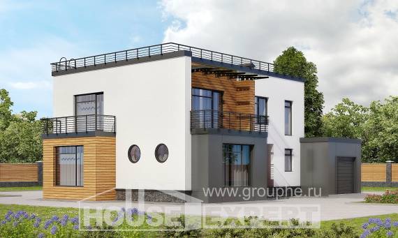 260-002-П Проект двухэтажного дома, гараж, классический домик из газобетона, Кореновск | Проекты домов от House Expert