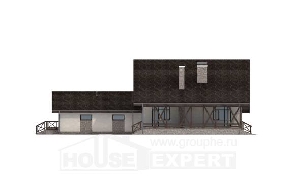 265-001-П Проект двухэтажного дома с мансардным этажом, гараж, современный загородный дом из блока, Геленджик