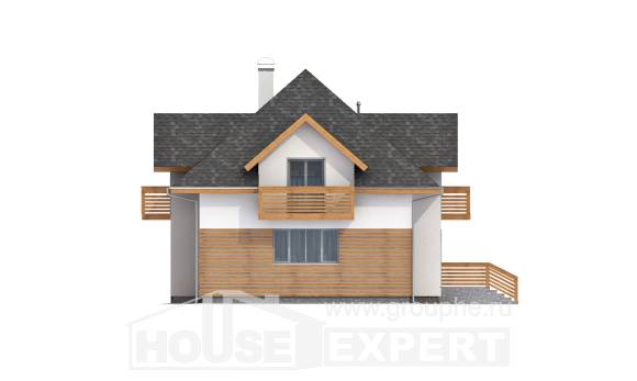 155-004-П Проект двухэтажного дома с мансардой и гаражом, бюджетный дом из теплоблока, Анапа