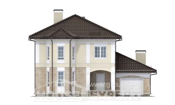 220-007-П Проект двухэтажного дома и гаражом, средний домик из кирпича, Славянск-на-Кубани