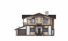 190-004-П Проект двухэтажного дома с мансардой и гаражом, красивый коттедж из керамзитобетонных блоков из бревен, Новокубанск