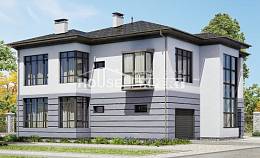 300-006-Л Проект двухэтажного дома, гараж, классический коттедж из кирпича, Краснодар