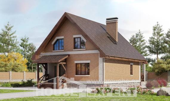 160-011-Л Проект двухэтажного дома мансардой, скромный дом из бризолита, Белореченск