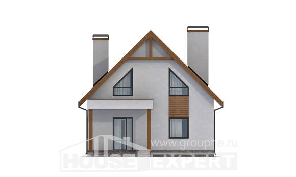 120-005-П Проект двухэтажного дома с мансардным этажом, гараж, красивый коттедж из бризолита, Новороссийск