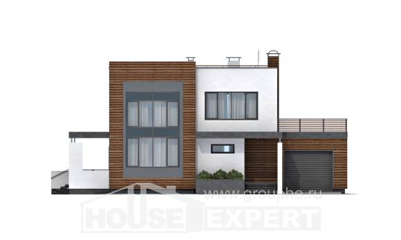 220-003-П Проект двухэтажного дома и гаражом, просторный загородный дом из газобетона, Тихорецк