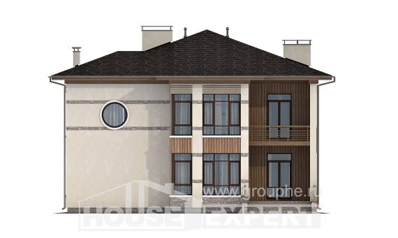 345-001-П Проект двухэтажного дома, просторный загородный дом из бризолита, Ейск