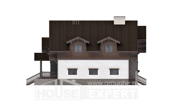 440-001-П Проект трехэтажного дома с мансардным этажом, гараж, огромный дом из кирпича, Тихорецк