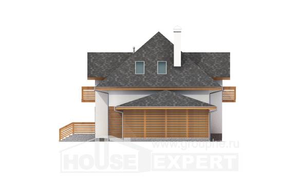 155-004-П Проект двухэтажного дома с мансардой и гаражом, уютный домик из поризованных блоков, Курганинск