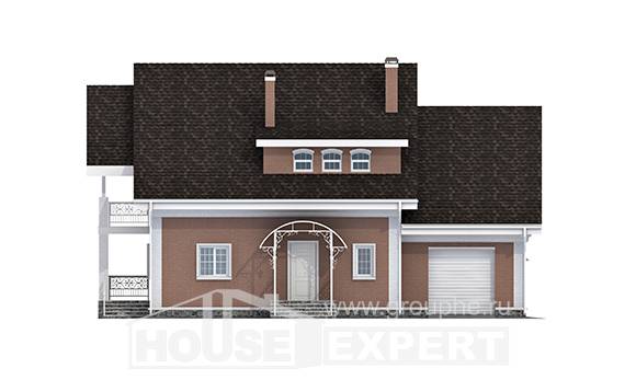 185-003-П Проект двухэтажного дома мансардный этаж, гараж, простой домик из пеноблока, Кропоткин