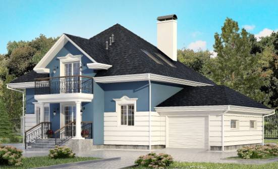 180-002-П Проект двухэтажного дома с мансардой, гараж, уютный дом из кирпича, Туапсе