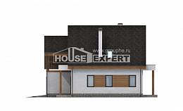 120-005-П Проект двухэтажного дома с мансардой и гаражом, небольшой домик из теплоблока, Апшеронск