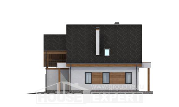 120-005-П Проект двухэтажного дома с мансардой и гаражом, небольшой домик из теплоблока, Апшеронск