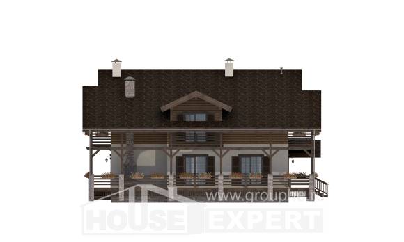 260-001-П Проект двухэтажного дома с мансардой, огромный коттедж из кирпича, Тихорецк