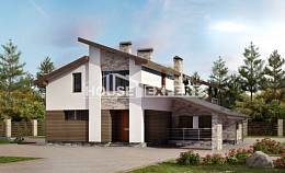 200-010-П Проект двухэтажного дома с мансардой, гараж, простой дом из теплоблока, Тимашёвск