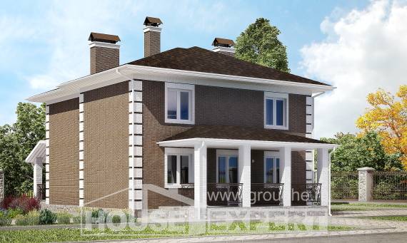 185-002-П Проект двухэтажного дома, классический коттедж из газосиликатных блоков, Тихорецк