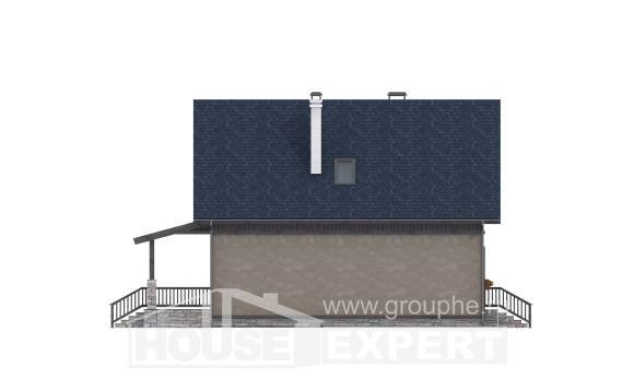 130-003-П Проект двухэтажного дома с мансардным этажом, скромный загородный дом из арболита, Горячий Ключ