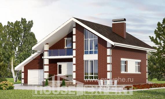 180-001-Л Проект двухэтажного дома мансардный этаж и гаражом, бюджетный домик из керамзитобетонных блоков, Абинск