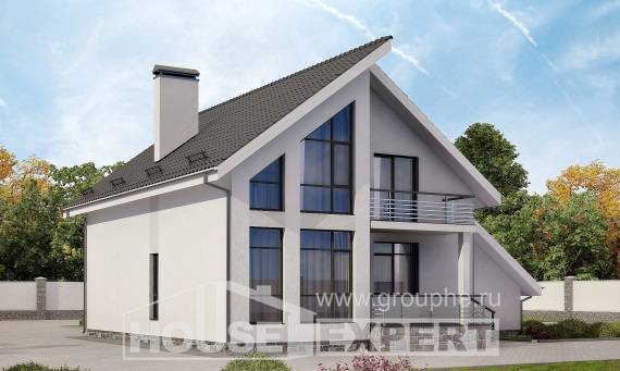 200-007-Л Проект двухэтажного дома с мансардой и гаражом, современный загородный дом из бризолита, Кропоткин