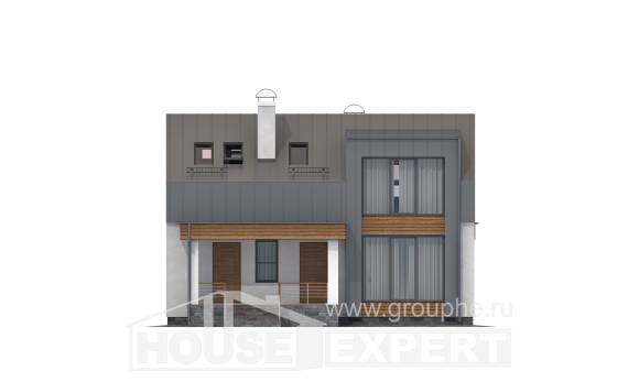 120-004-П Проект двухэтажного дома мансардный этаж, бюджетный дом из арболита, Новокубанск