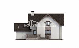 180-013-П Проект двухэтажного дома с мансардой и гаражом, бюджетный загородный дом из арболита, Геленджик