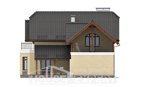 255-003-П Проект трехэтажного дома мансардный этаж и гаражом, средний домик из пеноблока, Крымск