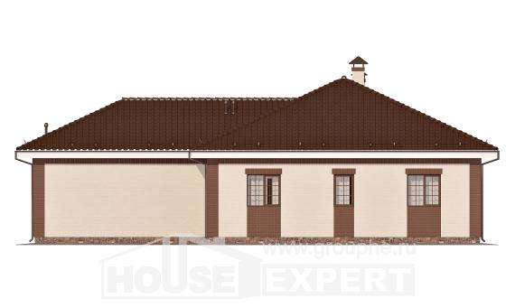 160-015-П Проект одноэтажного дома и гаражом, простой коттедж из поризованных блоков, Тихорецк