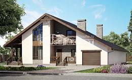 265-001-П Проект двухэтажного дома с мансардой, гараж, уютный дом из бризолита, Апшеронск