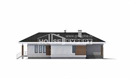 165-001-П Проект одноэтажного дома и гаражом, скромный дом из газобетона, Геленджик