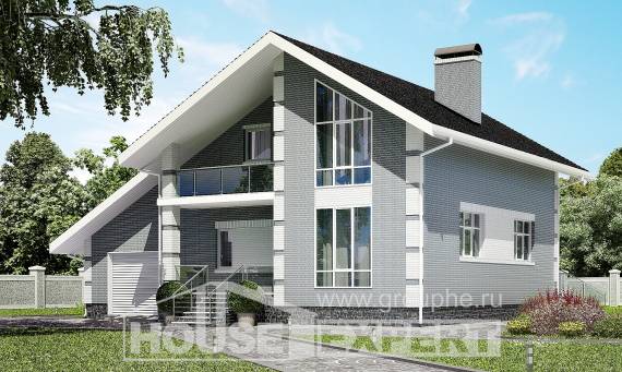 190-006-Л Проект двухэтажного дома мансардный этаж и гаражом, уютный коттедж из керамзитобетонных блоков, Лабинск