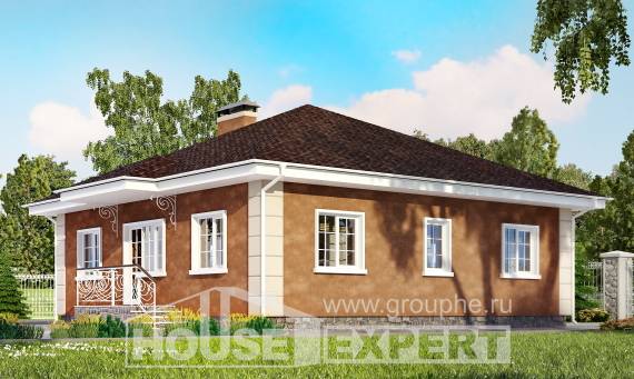 100-001-Л Проект одноэтажного дома, скромный домик из блока, Кореновск | Проекты домов от House Expert