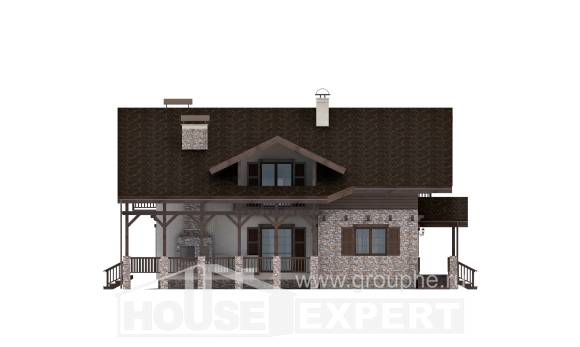 250-003-П Проект двухэтажного дома с мансардой, красивый загородный дом из газосиликатных блоков, Краснодар