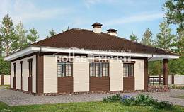 160-015-П Проект одноэтажного дома и гаражом, бюджетный домик из поризованных блоков, Армавир
