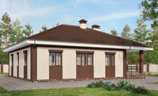 160-015-П Проект одноэтажного дома, гараж, простой коттедж из блока, Крымск
