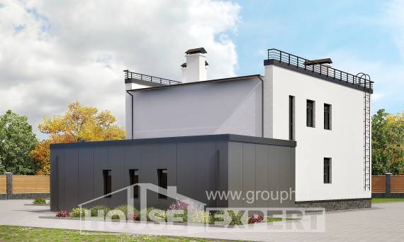 260-002-П Проект двухэтажного дома и гаражом, современный домик из газосиликатных блоков, Ейск | Проекты домов от House Expert