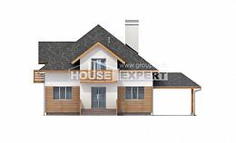 155-004-П Проект двухэтажного дома мансардой и гаражом, современный загородный дом из теплоблока, Курганинск