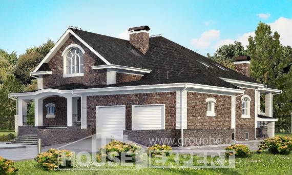 490-001-П Проект трехэтажного дома мансардой и гаражом, красивый домик из кирпича, Армавир