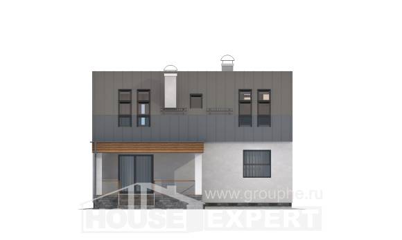 120-004-П Проект двухэтажного дома мансардой, небольшой коттедж из керамзитобетонных блоков, Геленджик